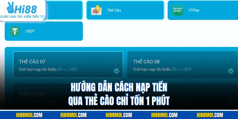 Hướng dẫn cách nạp tiền qua thẻ cào chỉ tốn 1 phút